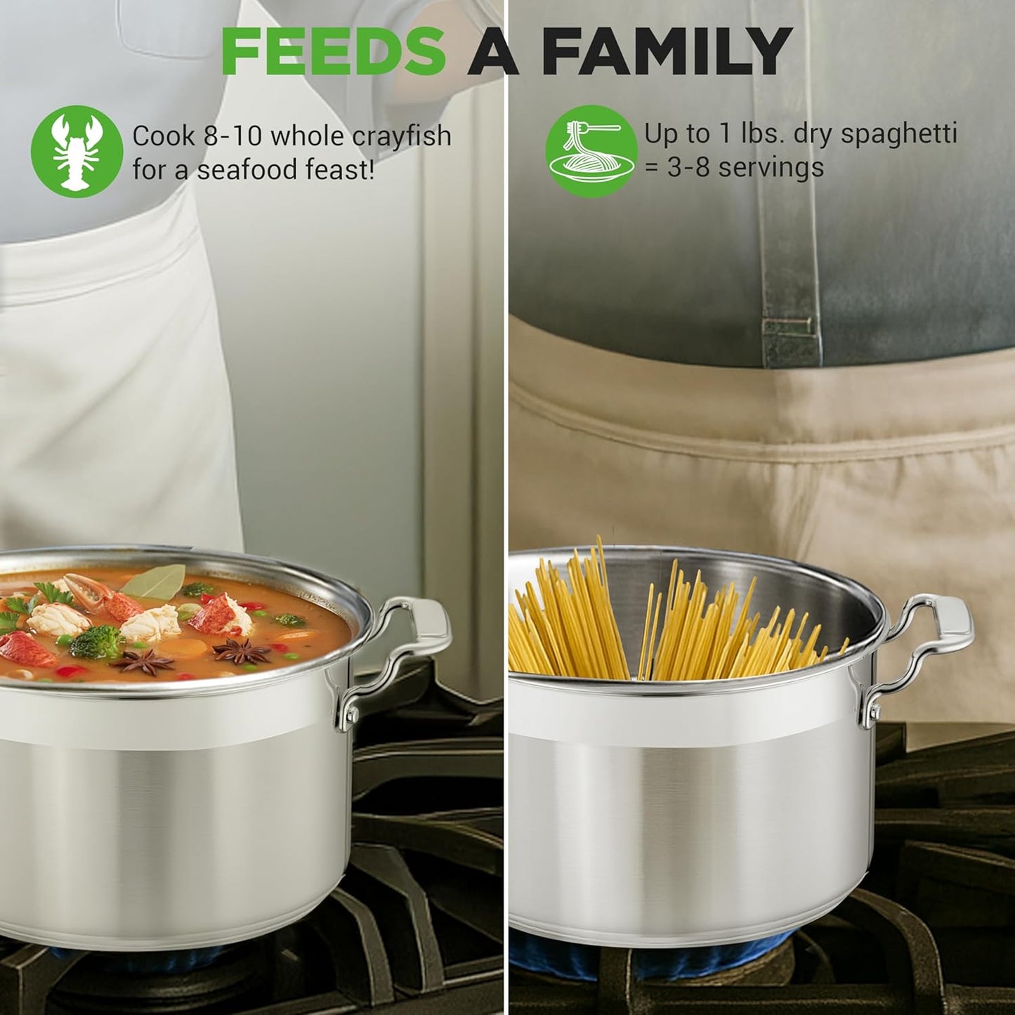 NutriChef 5-Quart Stainless Steel Stockpot with Lid- 18/8 Food Grade Heavy Duty Inox Large Stock Pot for Stew, Soup, Works w/ Induction