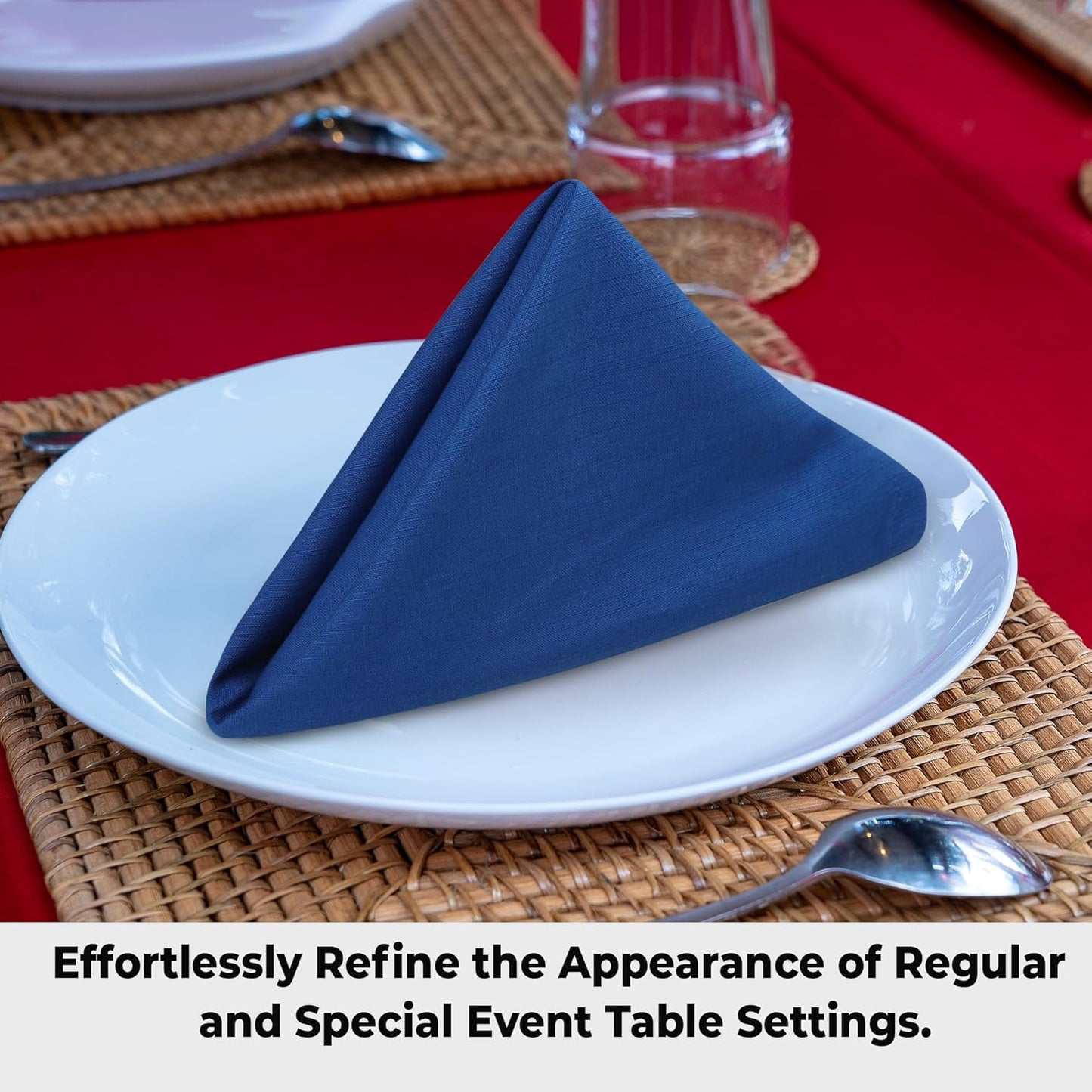 Urban Villa Cloth Napkins Set of 12 20x20 Inches 100% Cotton Napkins Cloth Washable Soft Durable Reusable Absorbent Table Dinner Napkins Cloth for Hotel Lunch Restaurant Weddings Parties-Royal Blue