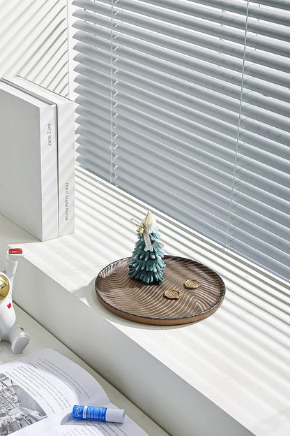 Vanity Tray, Candle Tray, Bathroom Tray, Countertop Tray, Perfume Holder Organizer, Decorative Tray for Dresser, Table, Bathroom Countertop, Home décor, Round, Brown, 8"×8"