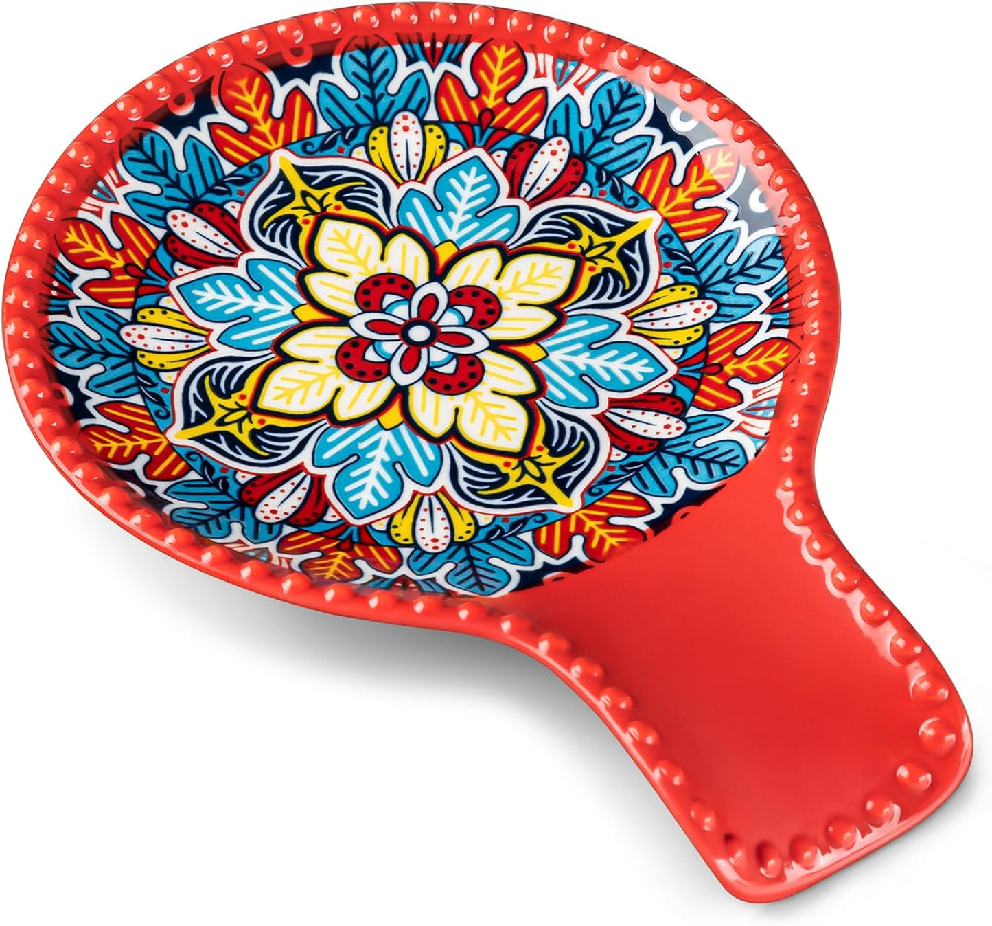 vancasso Ceramic Spoon Rest for Stove Top, 7.7 Inch Cooking Spoon Holder for Kitchen Counter Decor, Spoon Holder for Coffee Spoon Rest, Spoon Cradle, Spatula, Spoons or Tongs, Decorations, Red