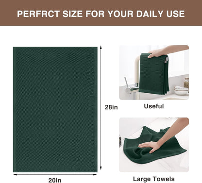 Homaxy 100% Cotton Waffle Weave Kitchen Dish Towels, Ultra Soft Absorbent Quick Drying Cleaning Towel, 20x28 Inches, 4-Pack, Blackish Green