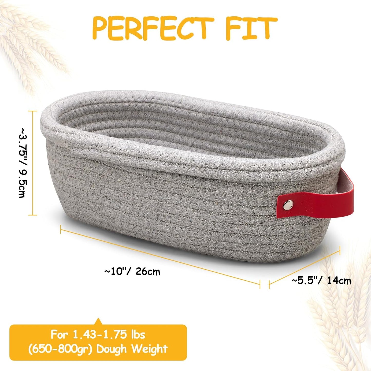 Banneton Bread Proofing Basket - Cotton Oval Banneton Basket Set of 2 Sourdough Proofing Baskets Round Proofing Bowls Handmade Rattan Baskets and Liners