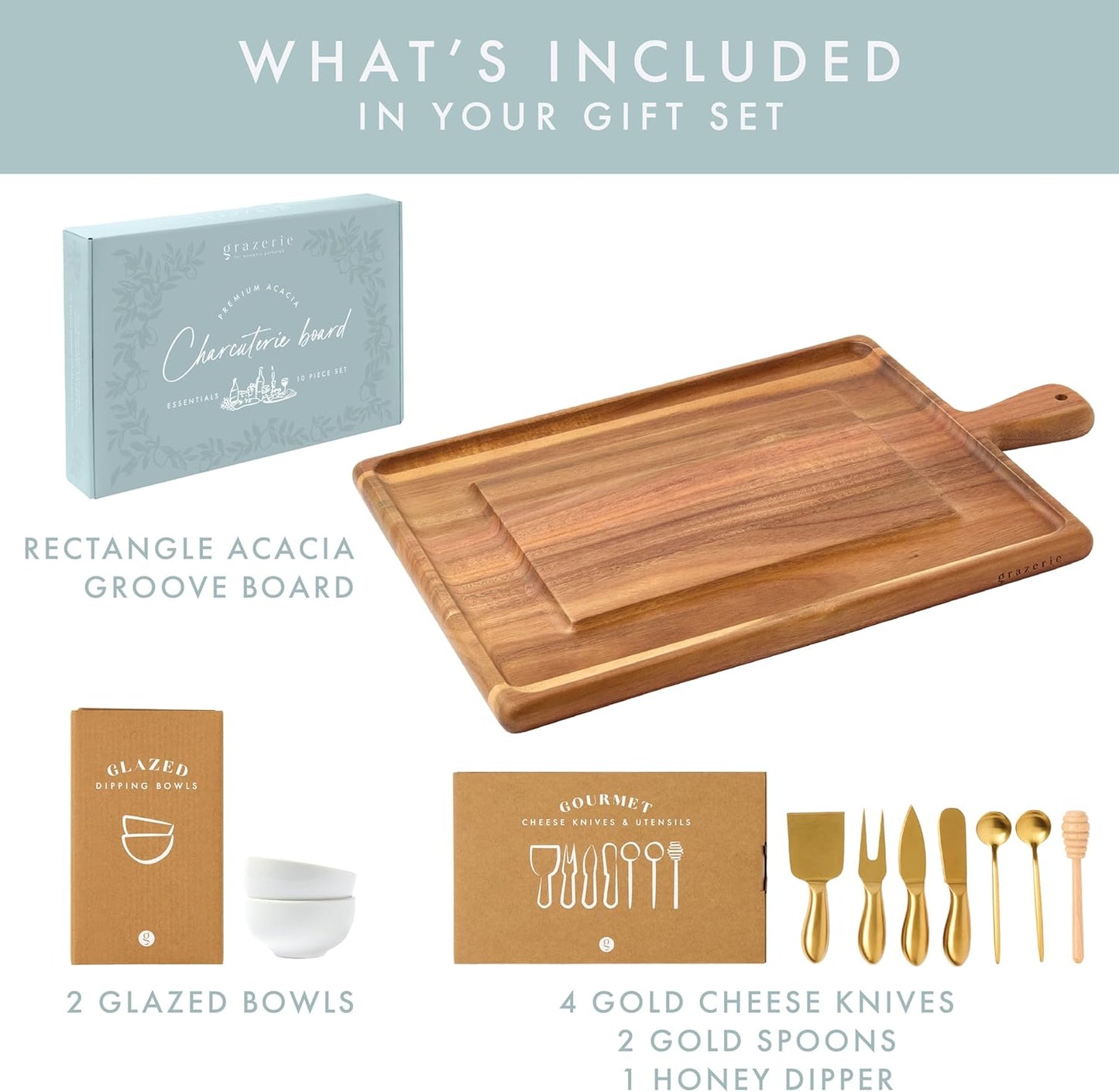 Charcuterie Board Set - Acacia Cheese Board for Serving with Accessories - House Warming Gifts for New Home, Bridal Shower & Wedding Gift, Birthday Gifts for Women