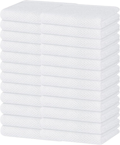Homaxy 100% Cotton Waffle Weave Kitchen Dish Towels, Ultra Soft Absorbent Quick Drying Cleaning Towel, 13 x 28 Inches, 24-Pack, White
