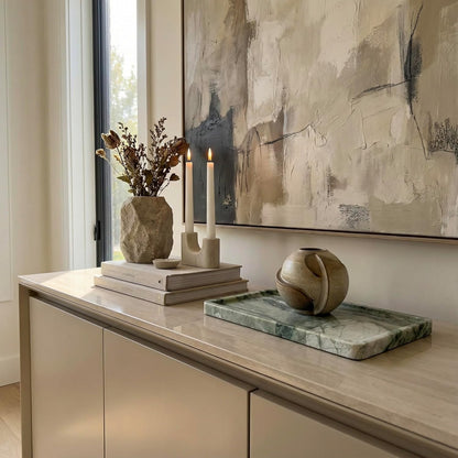 Green Marble Tray – 12" x 6.5" Decorative Vanity Tray for Bathroom, Countertop, Jewelry, Candles, Kitchen | Natural Stone Organizer for Makeup, Perfume, Skincare & Home Décor