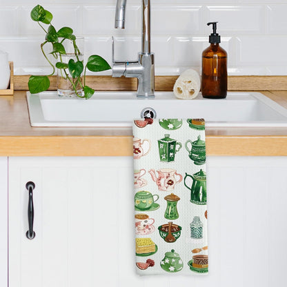 Vintage Spring Floral Teacups Kitchen Dish Towels, Coffee Cup Kitchen Decor, Retro Cottagecore Lover Gifts, Roses Flower Hand Towels Kitchen Tea Towels Decorations, 16x24inch