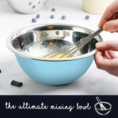 WHYSKO Meal Prep Stainless Steel Mixing Bowls Set, Home, Refrigerator, and Kitchen Food Storage Organizers | Ecofriendly, Reusable, Heavy Duty (Light Blue)