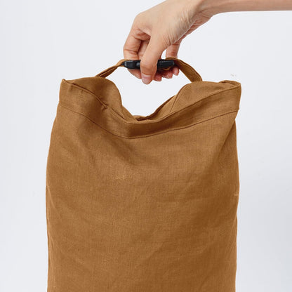 2 Pcs Reusable Linen Bread Bags with Zipper (Dark Yellow), 13 x 19.6 Inches, Plastic Free, Single Layer