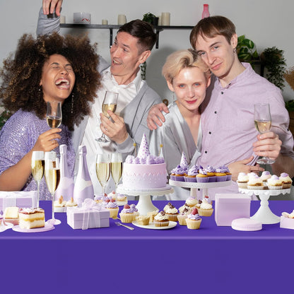 12 Pieces Purple Series Rectangle Tablecloth, 54x72" Solid Color Waterproof & Spillproof Disposable Plastic Table Cover, Durable Party Tablecloth for Dining, Buffet, Picnic, Outdoor Events