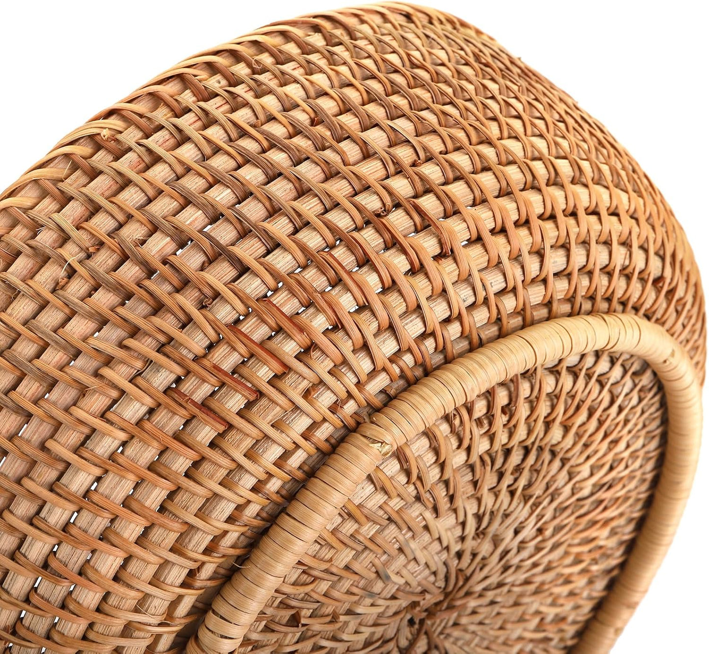Jucoan 3 Pack Round Rattan Fruits Bread Baskets, Vintage Hand-woven Wicker Fruit Serving Baskets Bowls for Candy, Snack, Keys, Kitchen Countertop, 3 Size