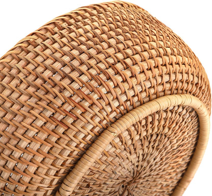 Jucoan 3 Pack Round Rattan Fruits Bread Baskets, Vintage Hand-woven Wicker Fruit Serving Baskets Bowls for Candy, Snack, Keys, Kitchen Countertop, 3 Size
