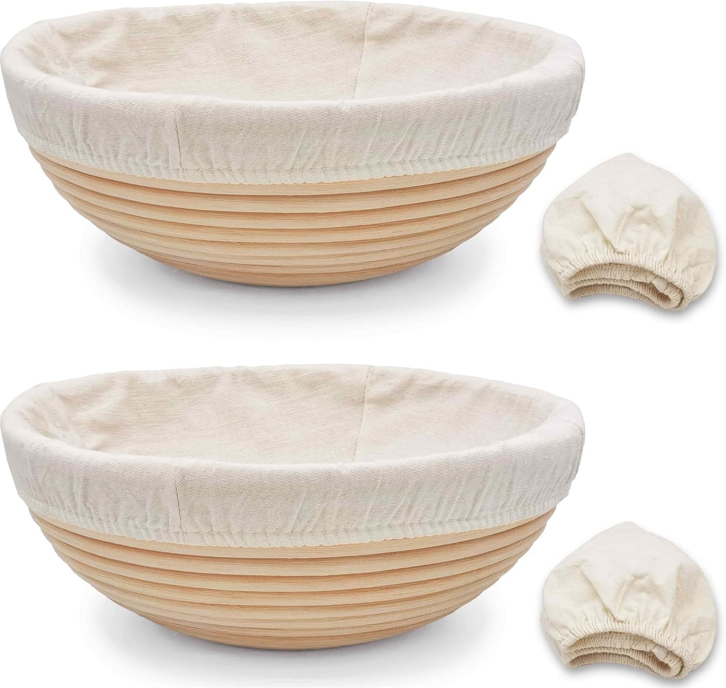 Banneton Bread Proofing Basket set of 2, 9.8 Inch Round Sourdough Proofing Baskets with Liner,Dough Proofing Bowls,Made of Natural rattan,for Sourdough Bread Baking Supplies