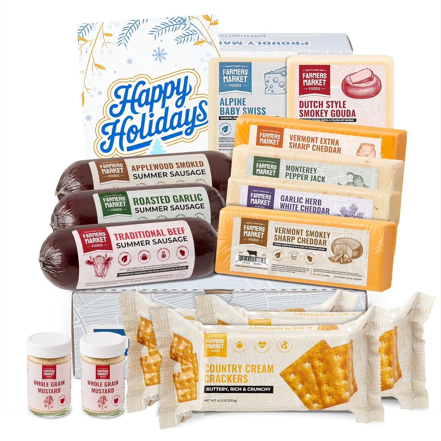 Farmers Market Gift Basket, Gluten Free, Keto, Paleo, Low Sodium, Zero Sugar, Christmas Charcuterie Board, Holiday Meat and Cheese Gift Baskets, Heritage Collection