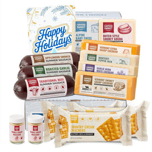 Farmers Market Gift Basket, Gluten Free, Keto, Paleo, Low Sodium, Zero Sugar, Christmas Charcuterie Board, Holiday Meat and Cheese Gift Baskets, Heritage Collection