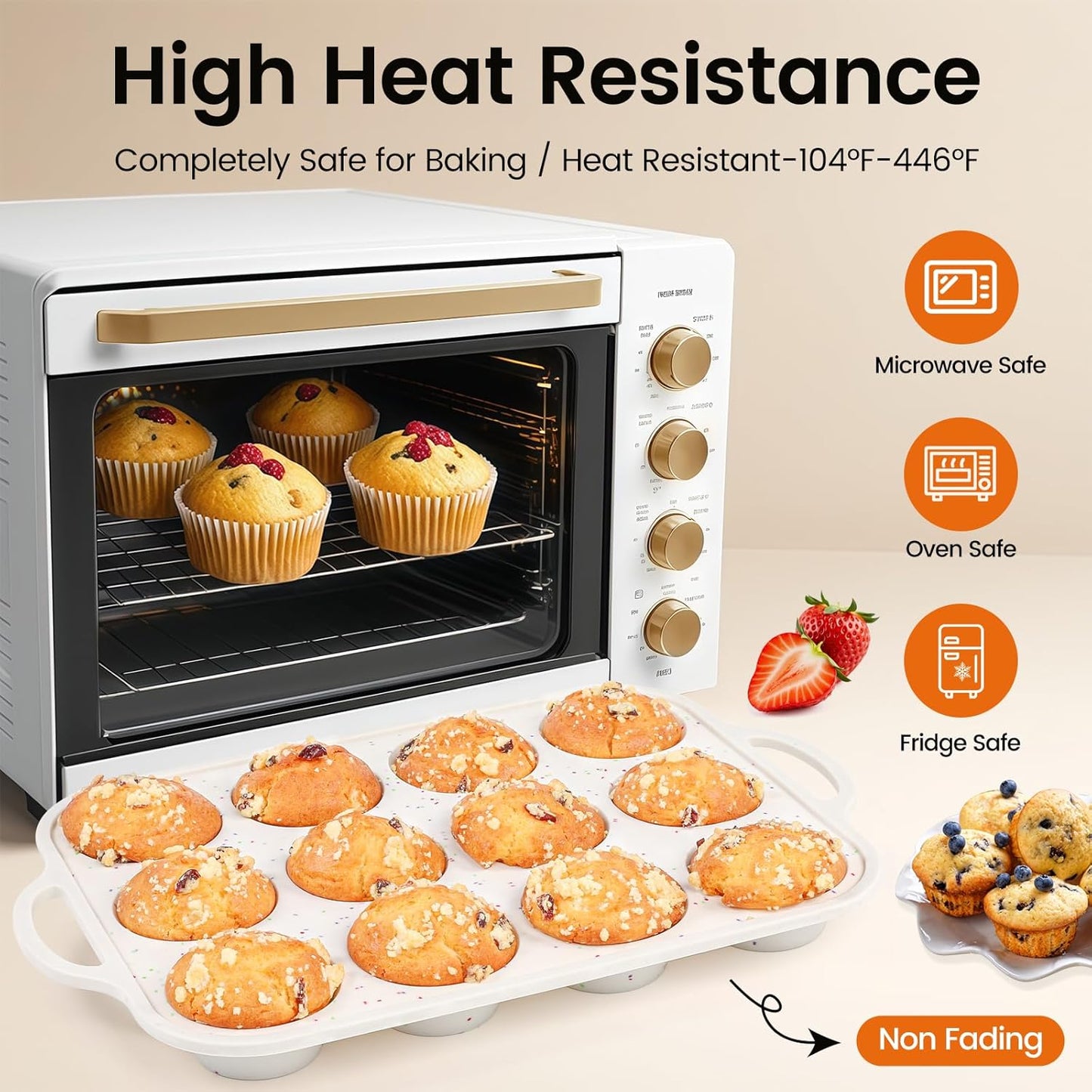 Silicone Muffin Pans for Baking with Metal Reinforced Frame 2 Pack with 6 Pack cupcake boxes（6 count）, Nonstick Silicone Cupcake Pan for Baking Homemade Muffins, Dishwasher Safe BPA Free