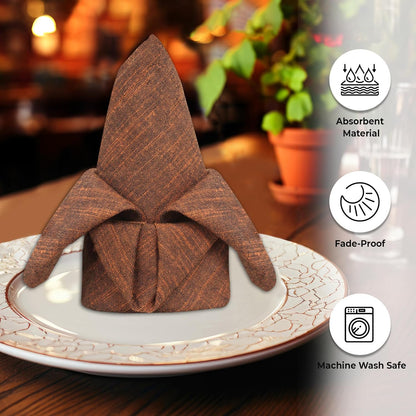 Urban Villa Cloth Napkins Set of 12 20x20 Inches 100% Cotton Napkins Cloth Washable Soft Durable Reusable Absorbent Table Dinner Napkins Cloth for Hotel Lunch Restaurant Weddings Parties-Orange Black