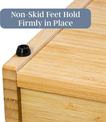 Totally Bamboo Bread Box for Kitchen Countertop – Bamboo Wood Bread Storage Container with Removable Cutting Board Lid and Crumb Catcher | Bread Bin for Loaves and Baked Goods