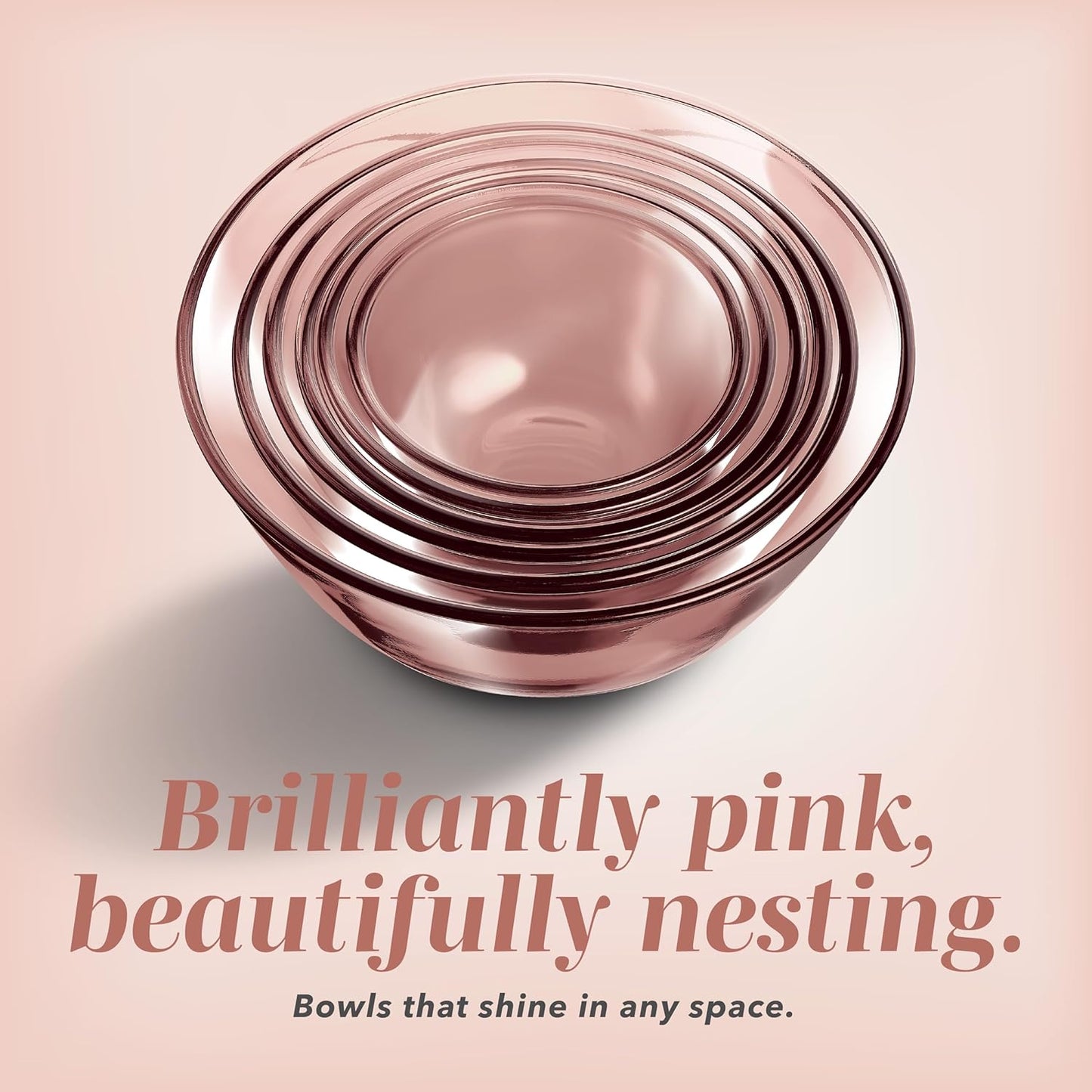 COOK WITH COLOR 12 Pc Glass Mixing Bowl Set with Lids – Borosilicate Glass Nesting Bowls for Cooking, Baking and Meal Prep, Colored Pink