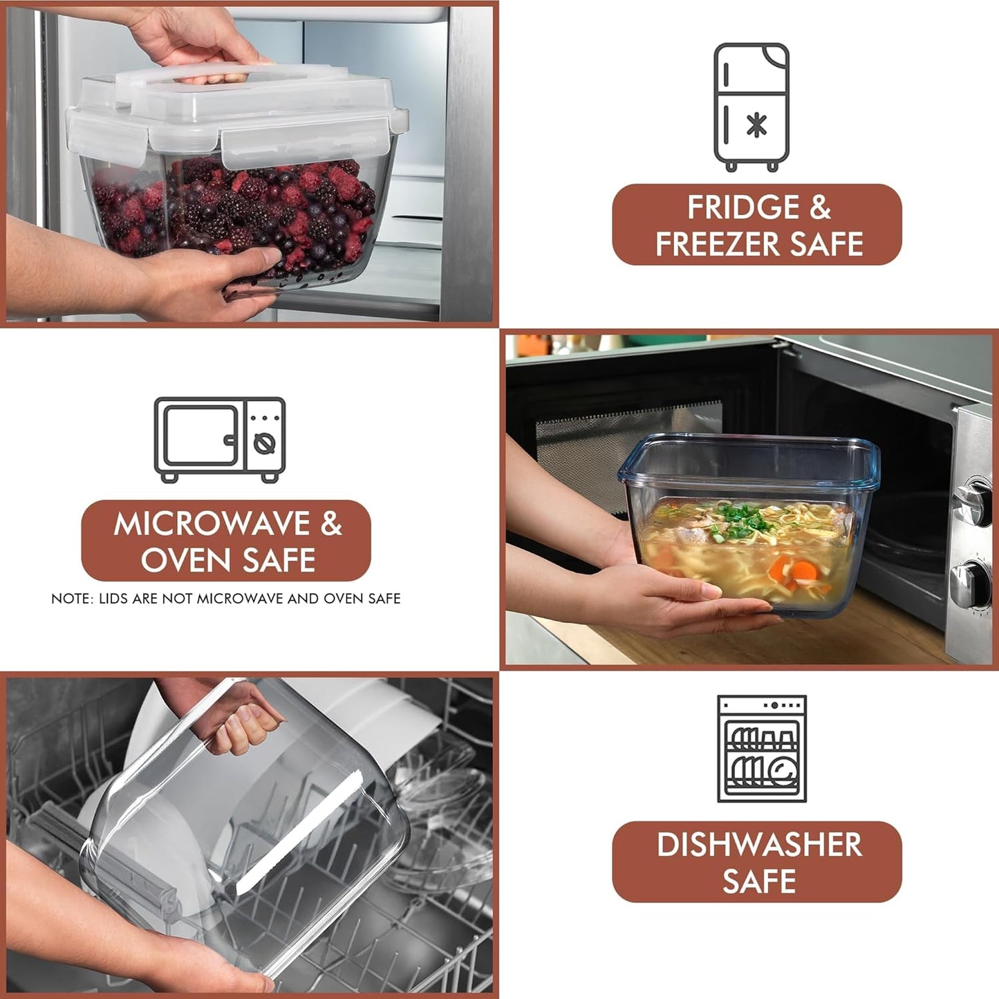 Razab 17 Cups / 132 Oz / 3900ml Large Glass Food Storage Containers with Lids - Leakproof, BPA-Free Large Meal Prep Container Ideal for Roasting Turkey, Store Leftover - Microwave & Oven Safe