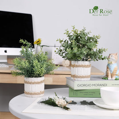 Der Rose 4 Pack Farmhouse Fake Plants Artificial Plants for Home Kitchen Office Desk Rustic Table Boho Aesthetic Room Decor Indoor