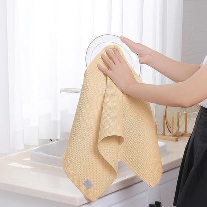 Homaxy 100% Cotton Waffle Weave Kitchen Dish Towels, Ultra Soft Absorbent Quick Drying Cleaning Towel, 13 x 28 Inches, 4-Pack, Apricot