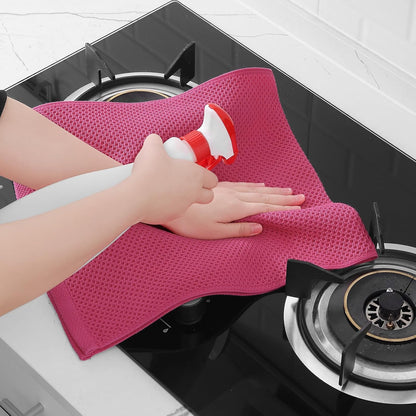 Homaxy 100% Cotton Waffle Weave Kitchen Dish Towels, Ultra Soft Absorbent Quick Drying Cleaning Towel, 13 x 28 Inches, 12-Pack, Hot Pink