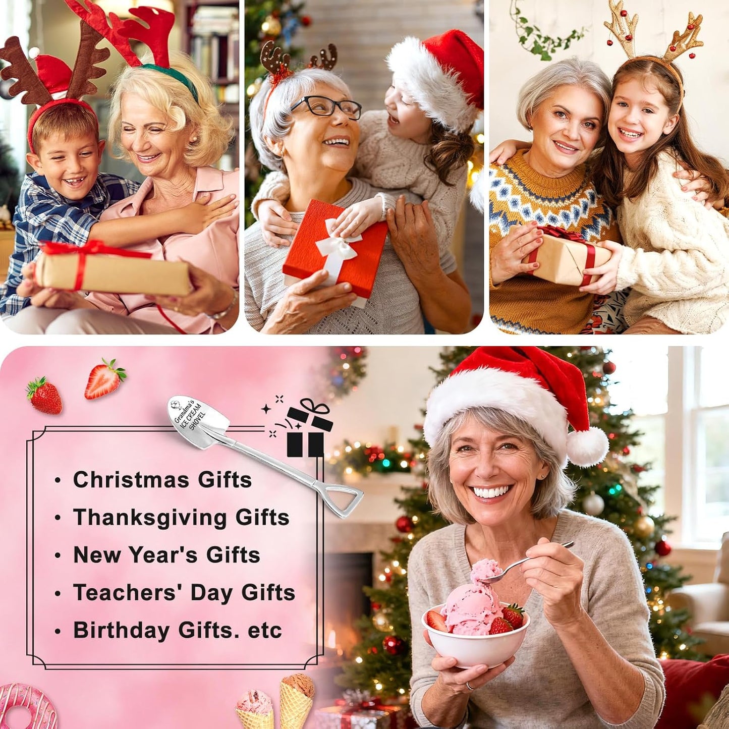 Christmas Unique Gifts for Grandma from Grandkids - Funny Ice Cream Scoop Shovel Gifts for Grandmother, Gigi, Nana, Granny - Cute Christmas Stocking Stuffers for Grandma's, Birthday Presents