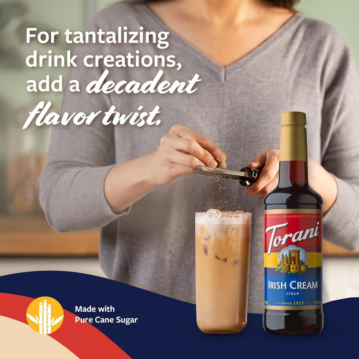 Torani Coffee Syrup, Irish Cream Flavored Syrup for Drinks, Pump Included, 25.4 Fl Oz