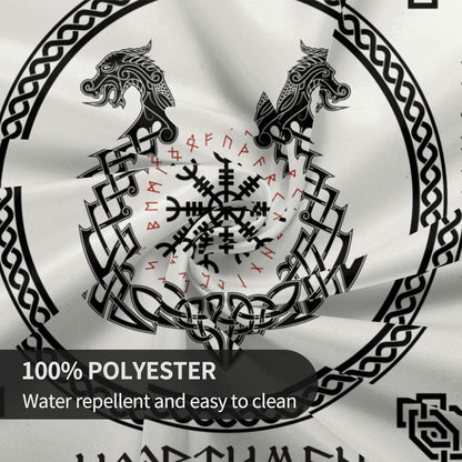 Norse Viking Tablecloth, Nordic Mythology Ancient Mythical Viking Ethnic Style Mythical Animal Water Resisitant Table Cover for Dining Kitchen Living Room Home Party Holiday Decor 60 inch Round