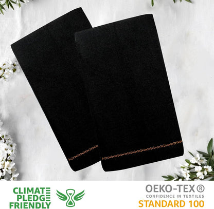 Urban Villa Cloth Napkins Set of 12 20"x20" 100% Cotton Hemstitch Napkins Cloth Washable Durable Reusable Absorbent Table Dinner Napkins Cloth for Hotel Lunch Restaurant Weddings Parties –Black Orange