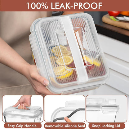 Razab 17 Cups / 132 Oz / 3900ml Large Glass Food Storage Containers with Lids - Leakproof, BPA-Free Large Meal Prep Container Ideal for Roasting Turkey, Store Leftover - Microwave & Oven Safe