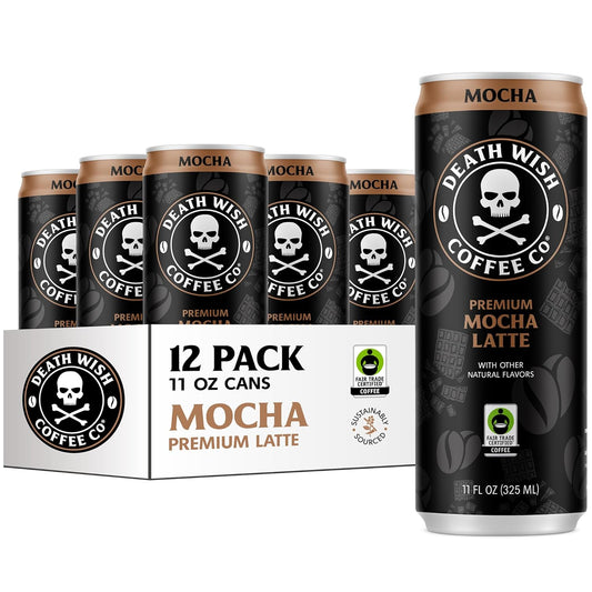 Death Wish Coffee, Iced Coffee Cold Brew, 8g Protein, Fair Trade (Mocha Latte)