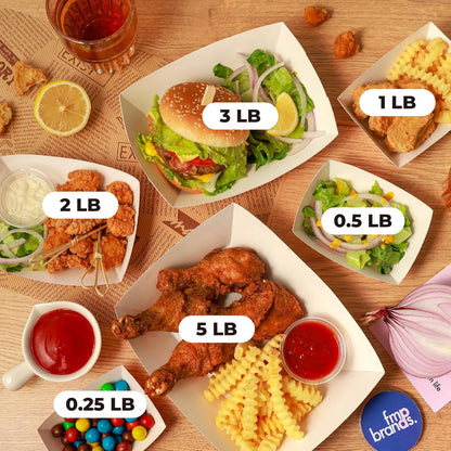 Fit Meal Prep [250 Pack 0.25 lb Paper Food Boats Heavy Duty Disposable Food Trays, Red Check Nacho Tray for Parties Fairs Picnics Carnivals, Holds Ketchup Cheese Sauce Pickles