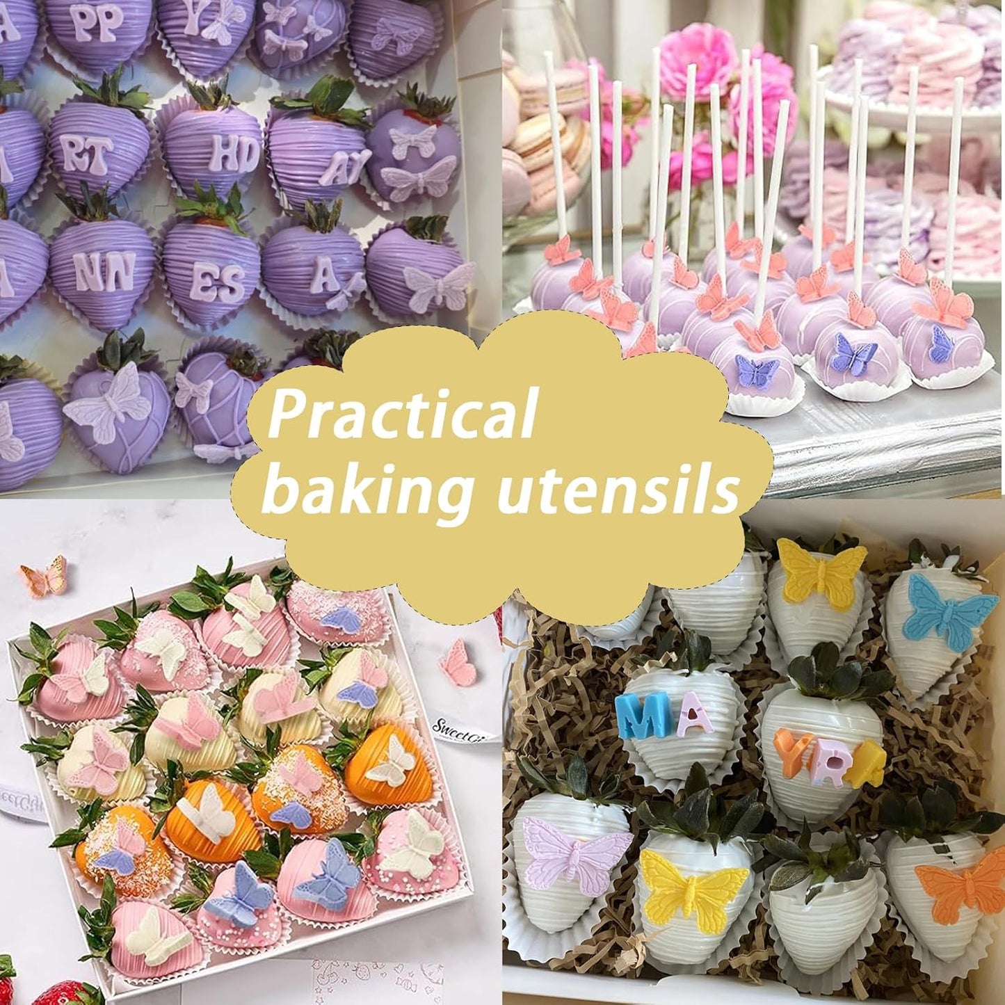 1 Pcs Butterfly Cake Decoration Fondant Mold, Exquisite Animal Shape Silicone Mold, for Wedding Birthday Kitchen Baking Cookies Chocolate Candy Clay Resin Crafts Reusable