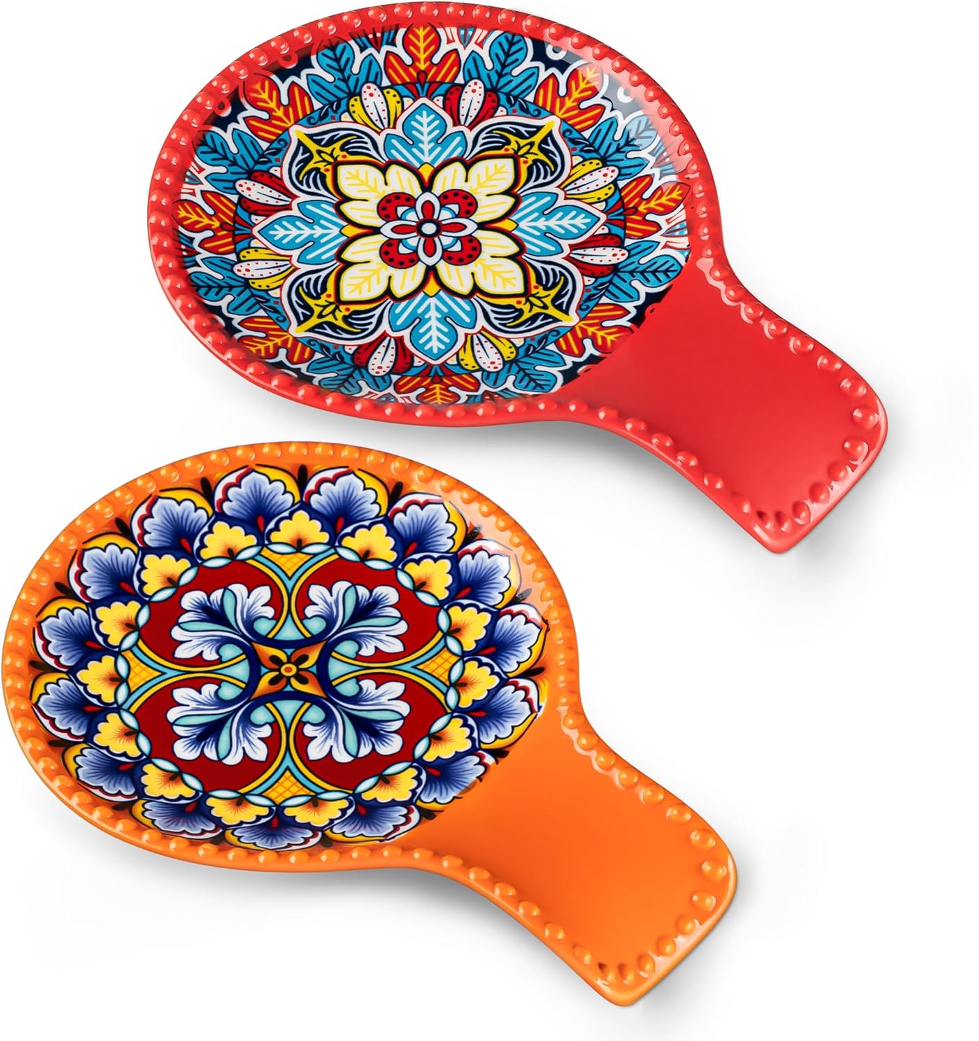 vancasso Ceramic Spoon Rest Sets of 2 for Stove Top, 7.7 Inch Cooking Spoon Holder for Kitchen Counter Decor, Spoon Holder for Coffee Spoon Rest, Spoon Cradle, Spatula, Spoons or Tongs, Light