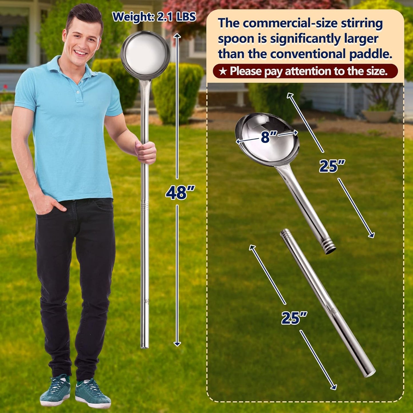 ARC 64quart Large Stainless Steel Stockpot with 48in Mixing Spoon for Seafood Boiler Crawfish Pot with Basket and Steam Rack,Long Handle Spoon for Large Batch Cooking Crab Lobster Shrimp, and Tamales