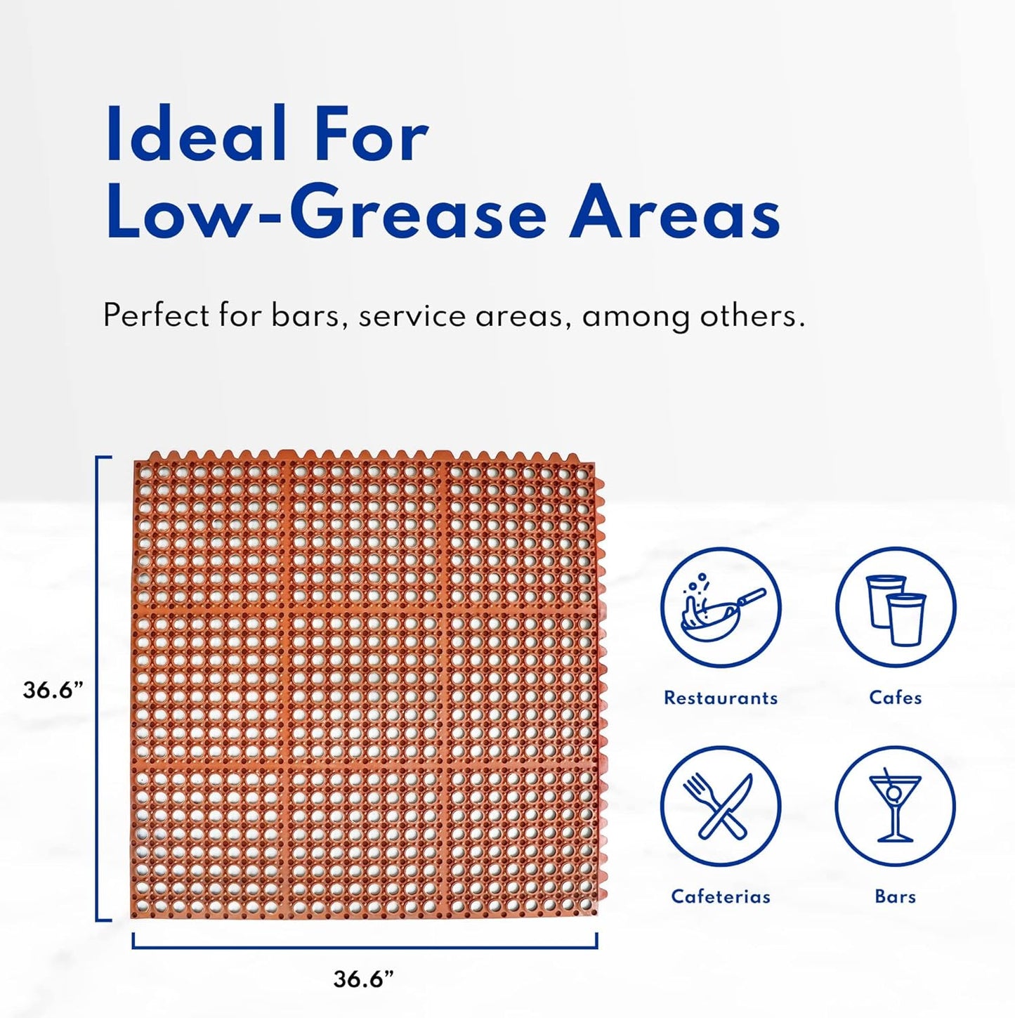 New Star 1 pc Heavy Duty Red 36x36 inch Interlocking Restaurant / Bar Grease Resistant Rubber Floor Mat