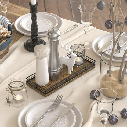 Rustic Bathroom Toilet Tank Tray, 11.2" Wood Toilet Paper Storage Basket Back of Toilet Basket Organizer, Vanity Tray for Perfume Makeup Candle Kitchen Counter Coffee Table Decor