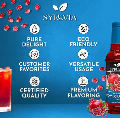 Syruvia Sugar-Free Pomegranate Syrup, Flavored Syrup for Drinks, Cocktails, Lemonades, Iced Teas, and Desserts – 25.4 fl oz