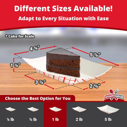 Heavy Duty, Grease Resistant 1 Lb Paper Food Trays 100 Pk. Recyclable, Coated Paperboard Basket Ideal for Festival, Carnival and Concession Stand Treats Like Fries, Ice Cream and Chicken Tenders