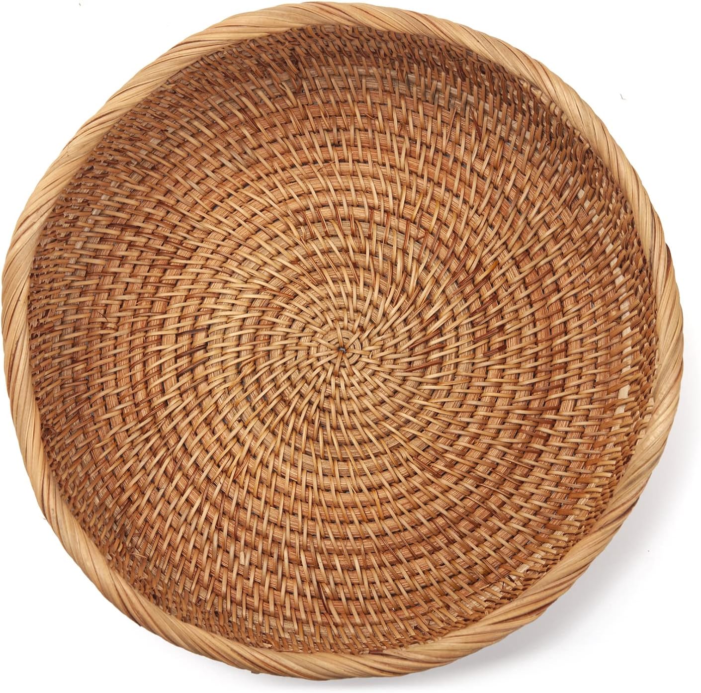 Rattan Bread Baskets Round Woven Fruit Bowls Key Holders Stackable for Storage, Snack, Fruit, Vegetable Natural Set of 3