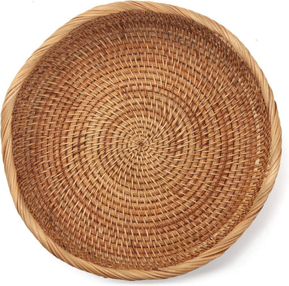 Rattan Bread Baskets Round Woven Fruit Bowls Key Holders Stackable for Storage, Snack, Fruit, Vegetable Natural Set of 3