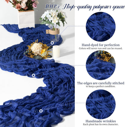 15 Packs Cheesecloth Table Runner Royal Blue,10 Ft Blue Rustic Gauze Boho Wedding Table Runner Decoration, Wedding Table Decor for Wedding Party Bridal Shower Table,21.5x120in