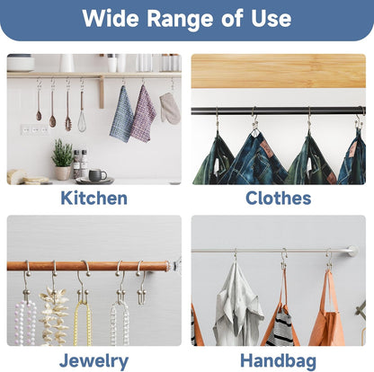 Titanker Shower Curtain Hooks Matte Nickel, Minimalist Simple Double Glide Shower Curtain Rings, Rust Proof Metal Shower Hooks Rings for Bathroom Shower Rods Curtains, Set of 12 Hooks