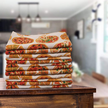 Urban Villa Dinner Napkins Pizza Print Cloth Napkins (Set of 12) Oversized 20x20 Inches 100% Cotton Premium Quality Soft Durable with Mitered Corners Reusable Washable Everyday Use Napkins