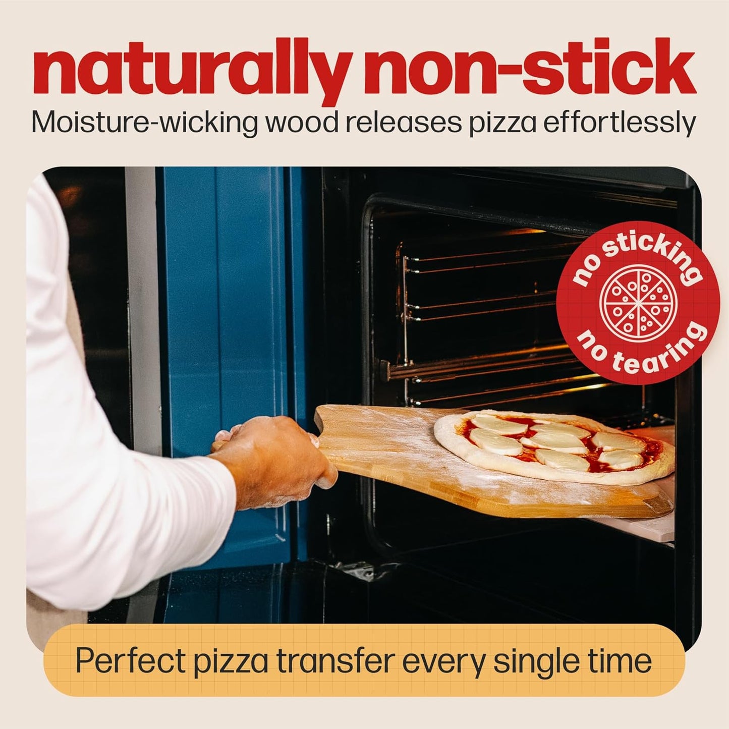 HANS GRILL Wooden Pizza Peel 12 Inch - Bamboo Wood Pizza Peel 12 Inch Paddle For Oven - Restaurant Grade Natural Bamboo Paddle, Multi-use Spatula - Large Wooden Board For Serving and Transferring