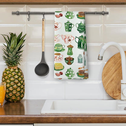 Vintage Spring Floral Teacups Kitchen Dish Towels, Coffee Cup Kitchen Decor, Retro Cottagecore Lover Gifts, Roses Flower Hand Towels Kitchen Tea Towels Decorations, 16x24inch