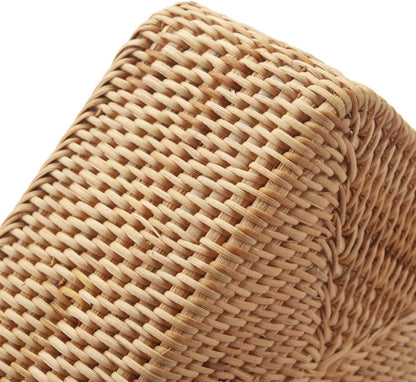 Natural Rattan Fruit Storage Baskets Rectangular Woven Wicker Box for Key Holder Remote Stackable Natural Set of 3