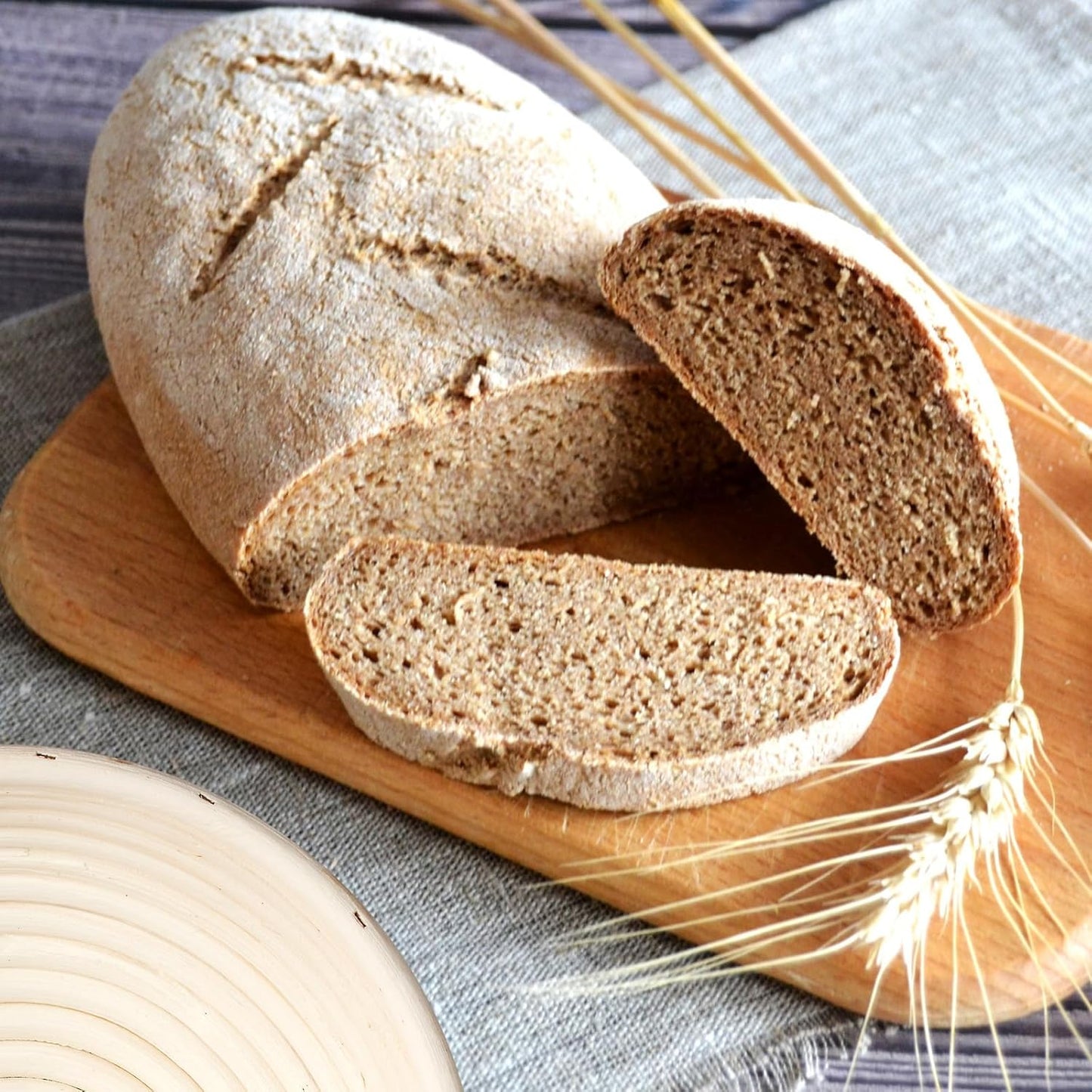 Banneton Bread Proofing Basket Set of 2, Rattan Proofing Baskets for Sourdough Bread | Banneton Bowls with Linen Liners | Natural Rattan Dough Rising Baskets for Artisan Homemade Bread Baking