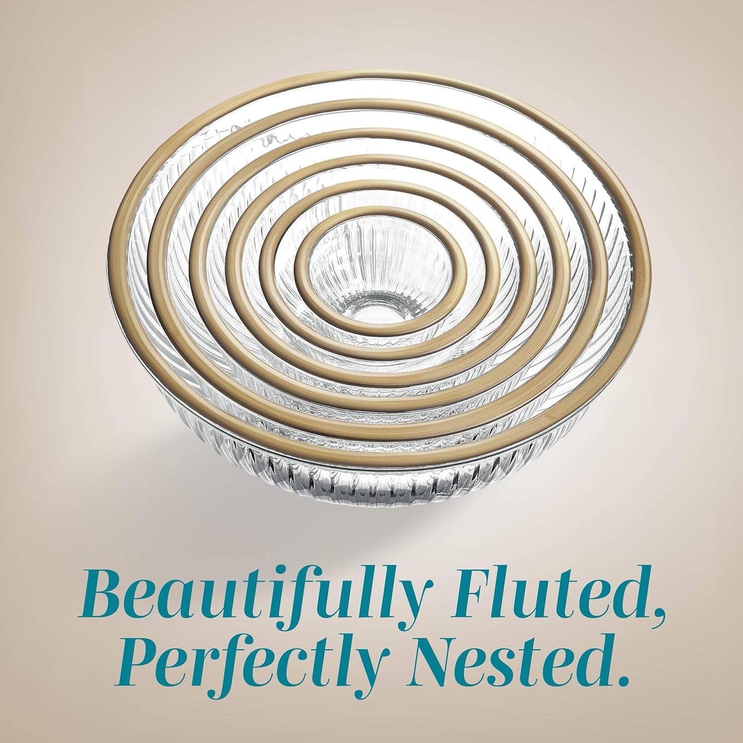 COOK WITH COLOR 12 Pc Glass Mixing Bowl Set with Lids – Borosilicate Glass Nesting Bowls for Cooking, Baking and Meal Prep, Fluted with Gold Rim